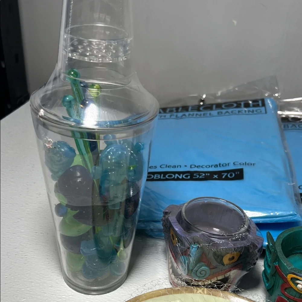 Colorful Barware and Tablecloth Party Supplies Set